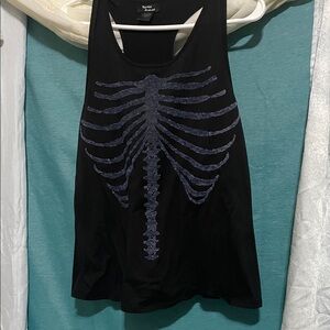 Edgy Black Tank Top with Skeleton Design